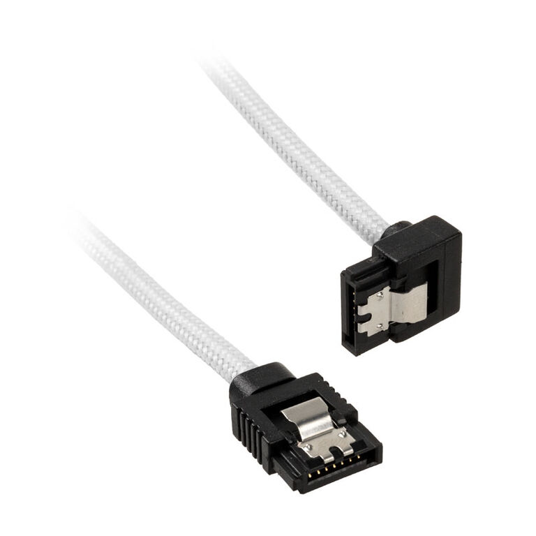 Corsair Premium Sleeved SATA cable angled, white 30cm - 2 pack image number 2