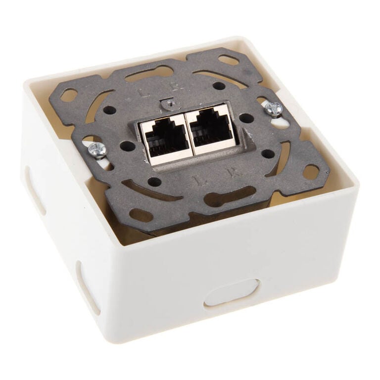 Surface-mounted Cat. 6 inline connection box 2x RJ45 socket, horizontal - white image number 3