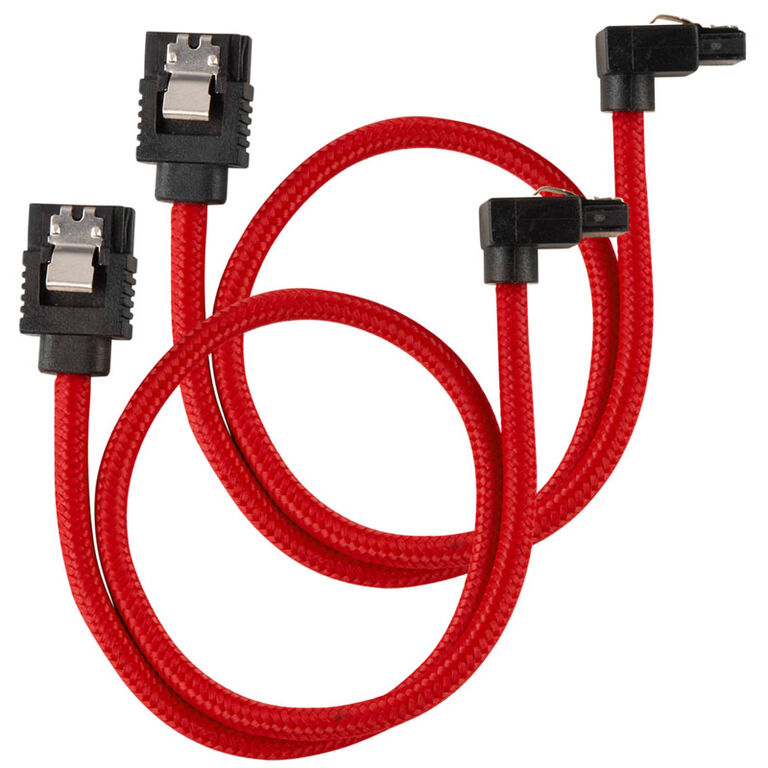 Corsair Premium Sleeved SATA Cable angled, red 30cm - 2 pack image number 0