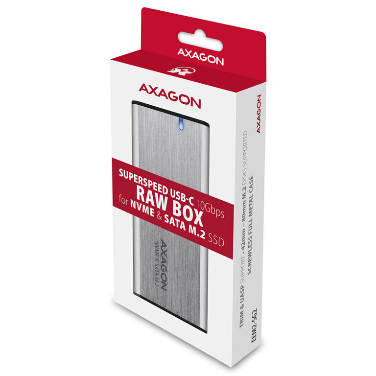 AXAGON EEM2-SG2 RAW BOX external enclosure for M.2 SSDs USB-C 3.2 Gen 2 - silver image number 4