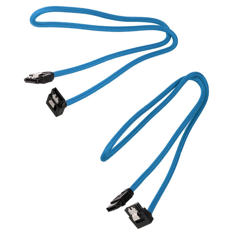 Corsair Premium Sleeved SATA cable angled, blue 60cm - 2 pack image number 1