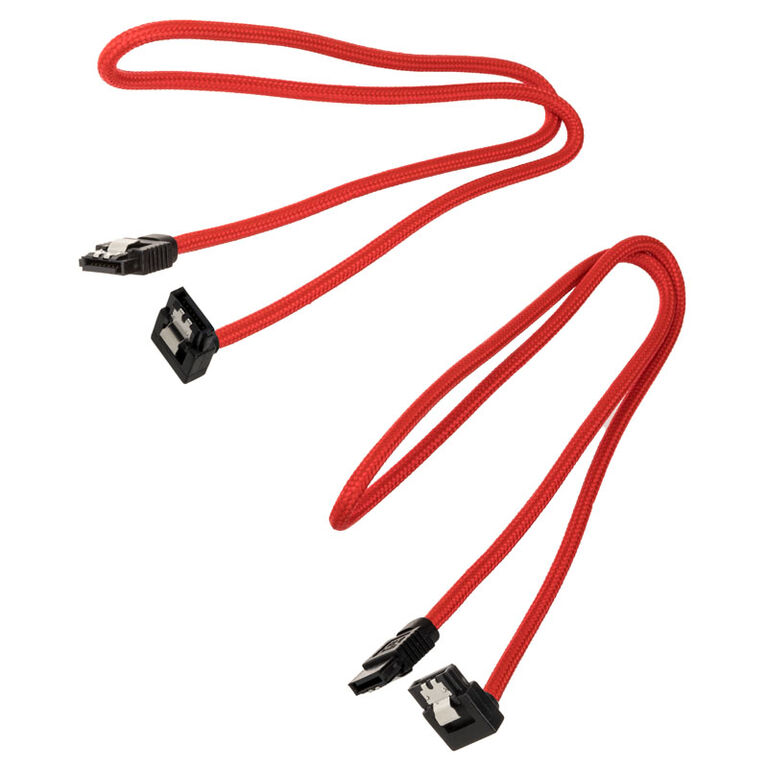 Corsair Premium Sleeved SATA cable angled, red 60cm - 2 pack image number 1