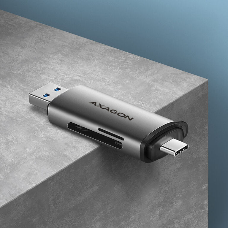 AXAGON CRE-SAC card reader, USB 3.2 Gen1 Type C + Type A, SD, microSD image number 1