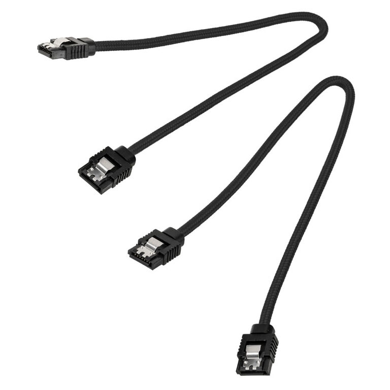 Corsair Premium Sleeved SATA Cable, black 30cm - 2 pack image number 1