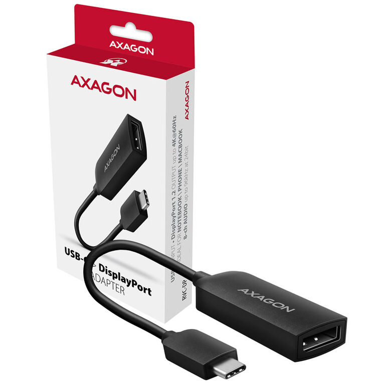 AXAGON RVC-DP USB-C to DisplayPort Adapter 4K/60Hz - black image number 1
