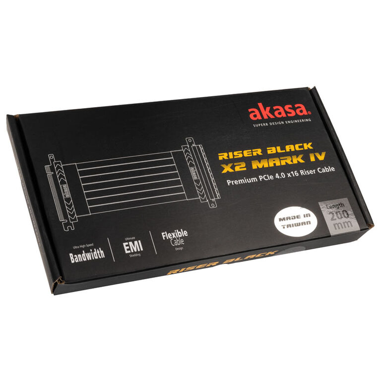 Akasa Riser Black X2 Mark IV, Premium PCIe 4.0 x16 Riser Cable, 20 cm - black image number 5