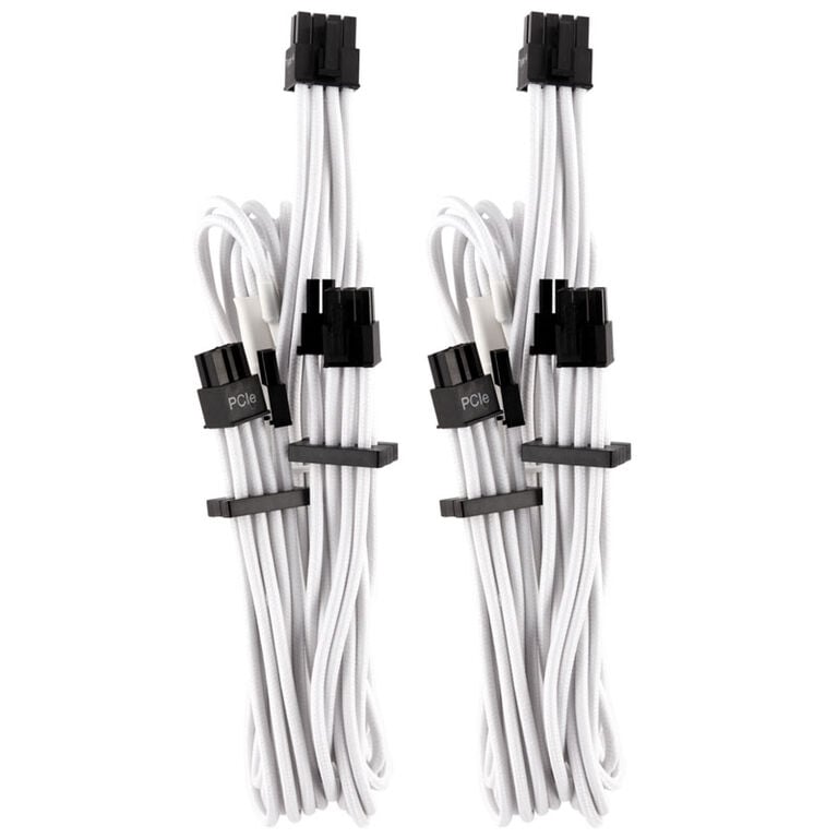 Corsair Premium Sleeved PCIe Dual Cable, Twin Pack (Gen 4) - white image number 0