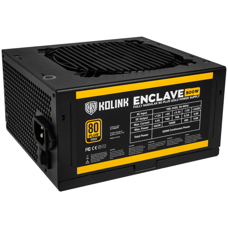 Kolink Enclave 80 PLUS Gold power supply, modular - 500 Watt with mains cable image number 0