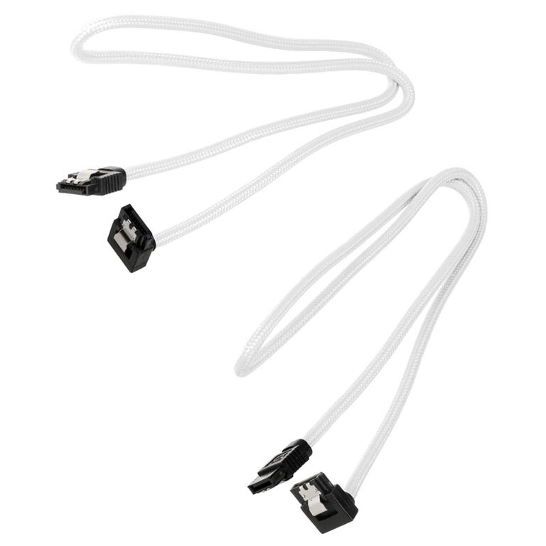 Corsair Premium Sleeved SATA cable angled, white 60cm - 2 pack image number 1