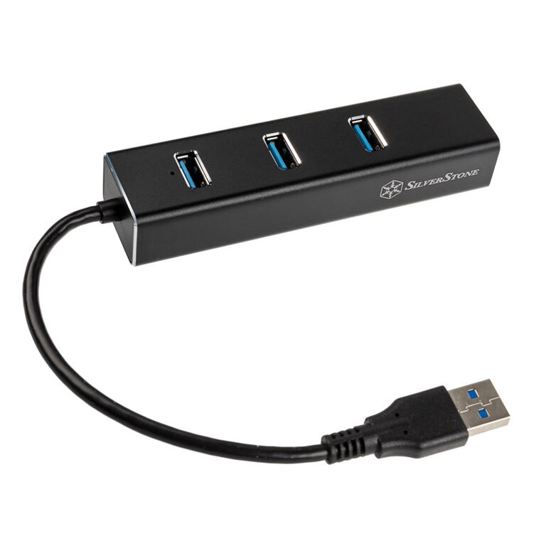 SilverStone SST-EP04 3-Port USB 3.0 Hub with Gigabit Ethernet - black image number 1