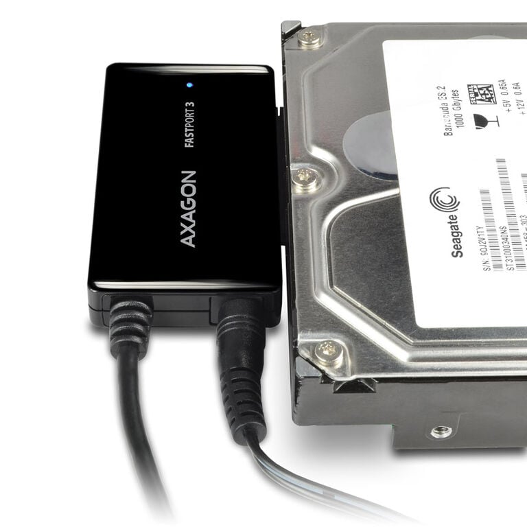 AXAGON ADSA-FP3 FASTPort3 Adapter, USB3.0, HDD/SSD/ODD, SATA 6G - Power Supply image number 2