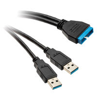 InLine USB 3.0 adapter cable, 2x plug A to pin connector 19-pin - 0.4m