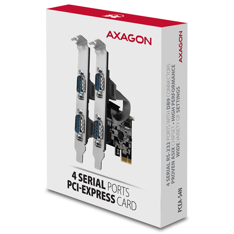AXAGON PCEA-S4N PCIe adapter with 4x serial ports - ASIX AX99100 chipset image number 3