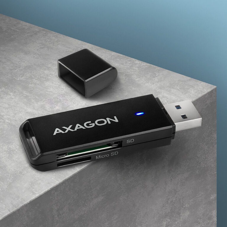 AXAGON CRE-S2N Card reader USB-A 3.2 Gen 1, SD, microSD - black image number 2