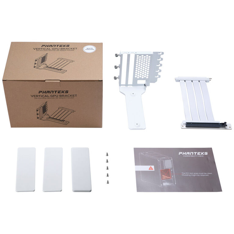 PHANTEKS Vertical GPU Bracket II + PCI-E 4.0 x16 riser ribbon cable, 22 cm - white image number 4