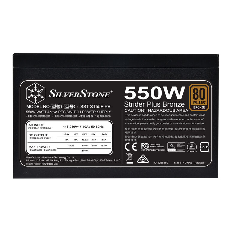 SilverStone SST-ST55F-PB Strider Plus Series 80 PLUS Bronze - 550 Watt image number 5