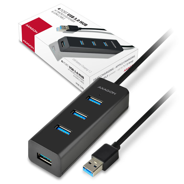 AXAGON HUE-S2BL USB-A-Hub, 4x USB 3.0, external power supply - 1.2 m image number 6