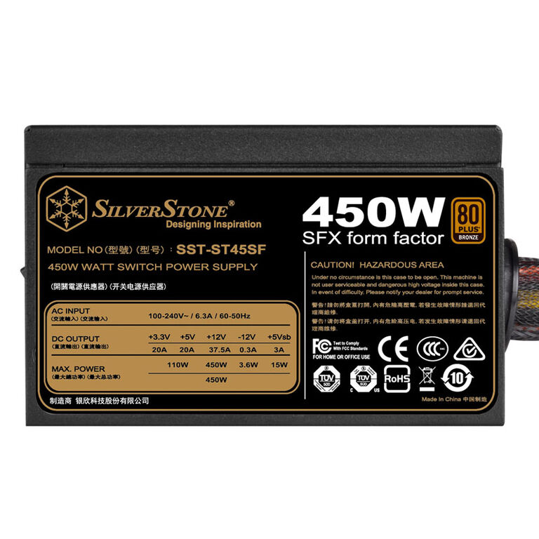 SilverStone SST-ST45SF V3.0 80 PLUS Bronze SFX Power Supply - 450 Watt image number 1
