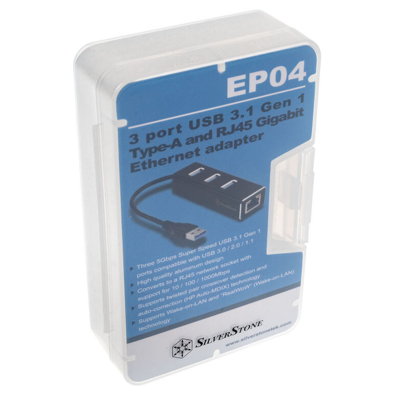 SilverStone SST-EP04 3-Port USB 3.0 Hub with Gigabit Ethernet - black image number 3