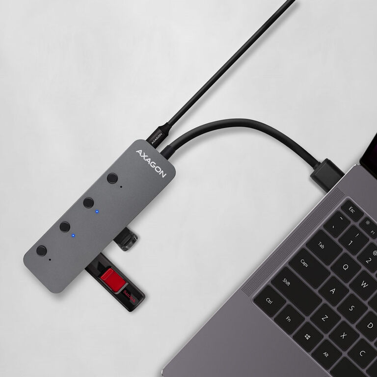 AXAGON HUE-MSA Superspeed USB-A Switch Hub, 4x USB 3.0, active - 20cm, black image number 1