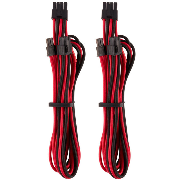 Corsair Premium Sleeved PCIe Single Cable, Double Pack (Gen 4) - red/black image number 0