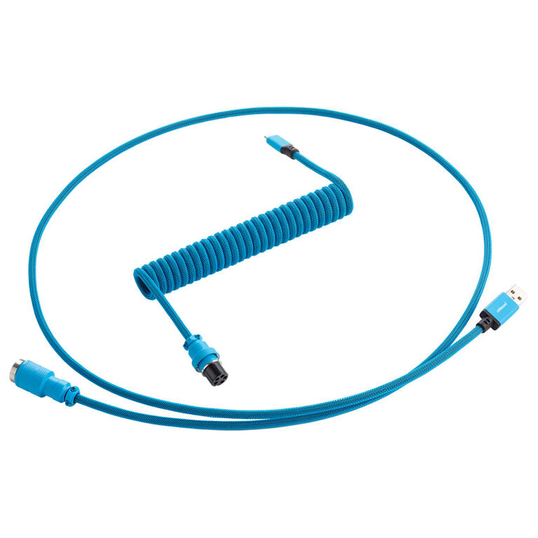 CableMod PRO Coiled Keyboard Cable USB-C to USB Type A, Specturm Blue - 150cm image number 0