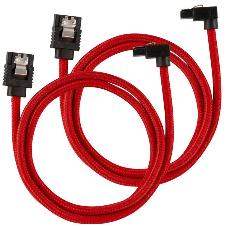 Corsair Premium Sleeved SATA cable angled, red 60cm - 2 pack image number 0