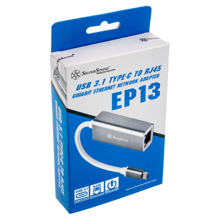 SilverStone SST-EP13C - Gigabit Ethernet Network Adapter with USB 3.1 Type C - grey image number 3
