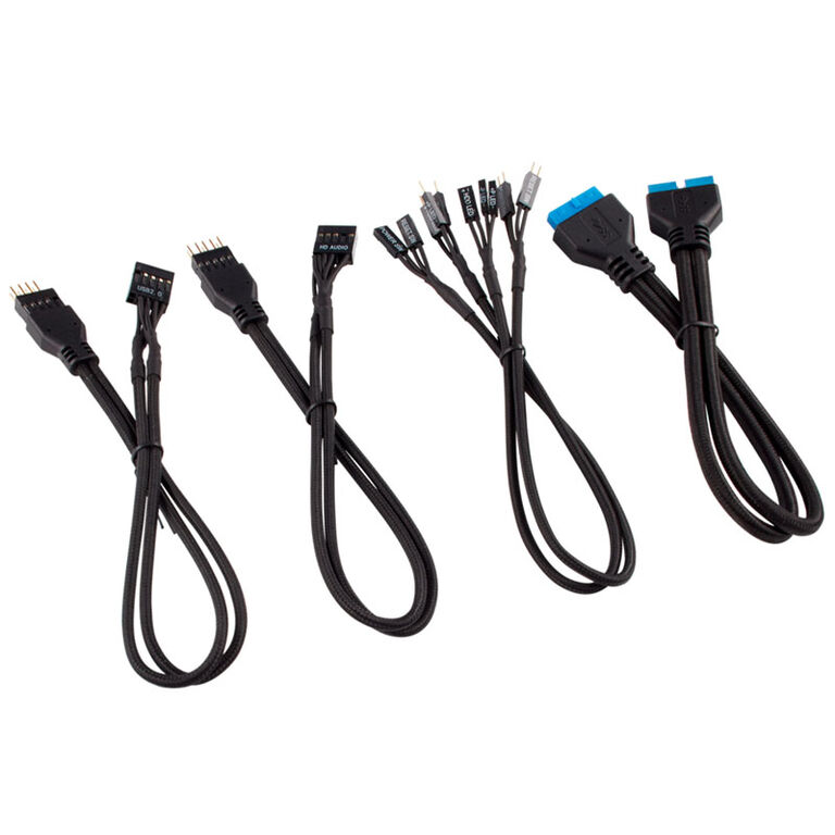 Corsair Premium Sleeved Front Panel Cable Extension Kit, black image number 0