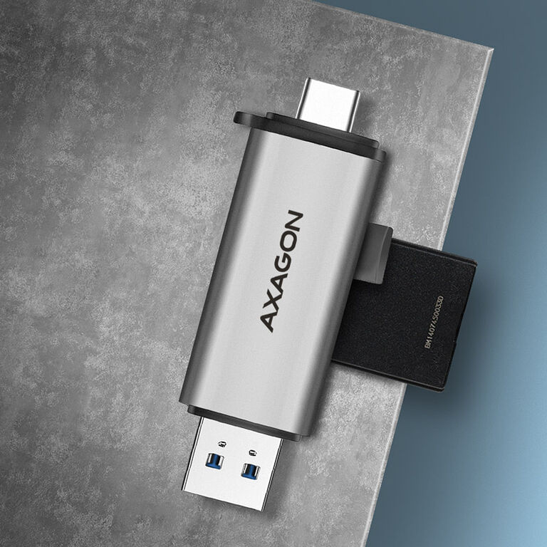 AXAGON CRE-SAC card reader, USB 3.2 Gen1 Type C + Type A, SD, microSD image number 2