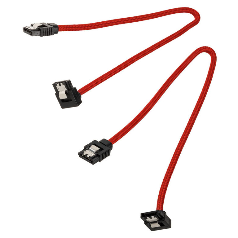 Corsair Premium Sleeved SATA Cable angled, red 30cm - 2 pack image number 1