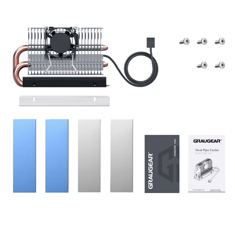 Greygear heatpipe cooler for M.2 NVMe 2280 SSD, PWM fan - 25 mm image number 2