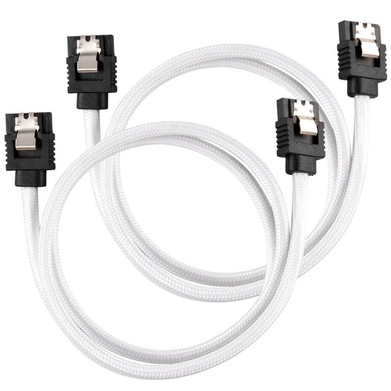 Corsair Premium Sleeved SATA Cable, white 60cm - 2 pack image number 0