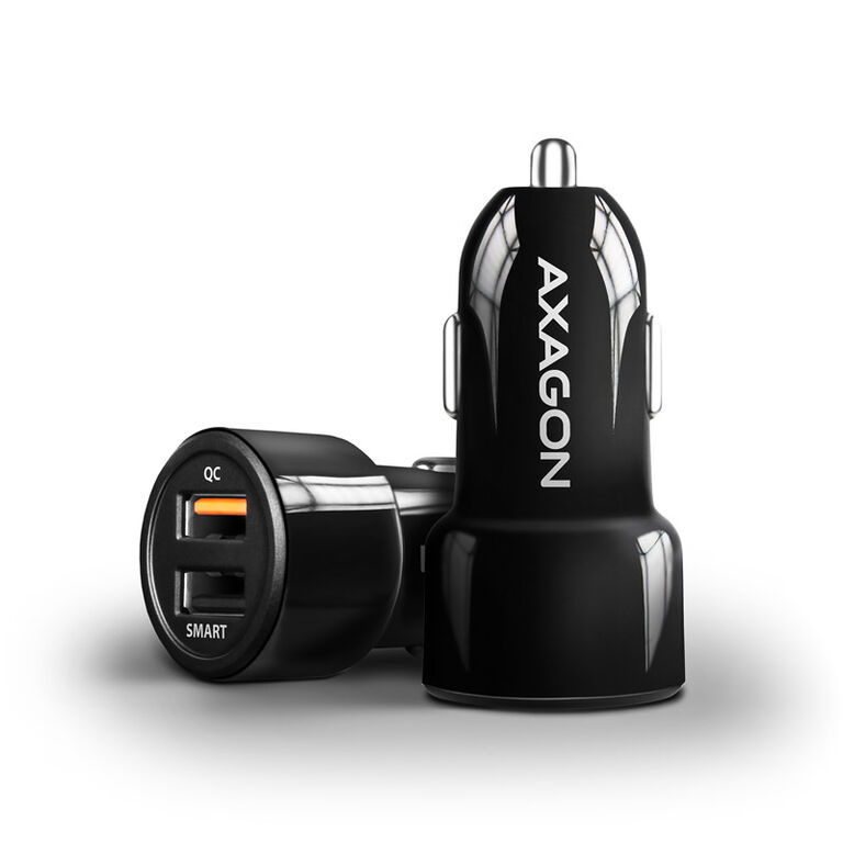AXAGON PWC-QC5 car charger, 1x USB-A QC 3.0 + 1x USB-A SmartCharge, 31.5 W, CL plug - black image number 0