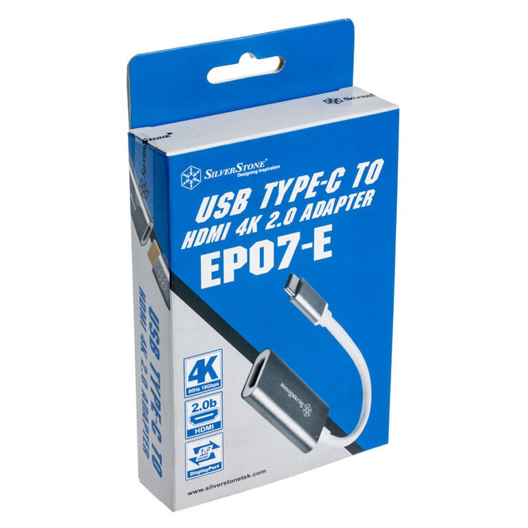 SilverStone SST-EP07C-E - USB 3.1 Type C to HDMI V2.0b Adapter - grey image number 3