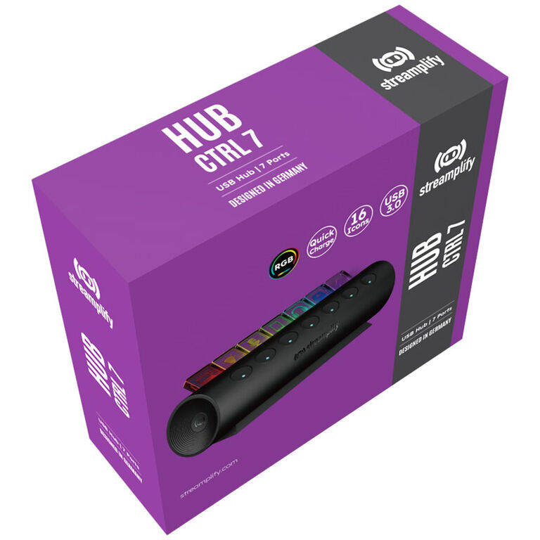 Streamplify HUB CTRL 7, 7x USB 3.0 Typ A, RGB, 12V, EU-Netzkabel - schwarz image number 9