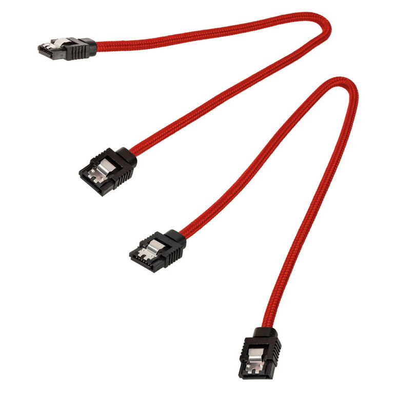 Corsair Premium Sleeved SATA Cable, red 30cm - 2 pack image number 1