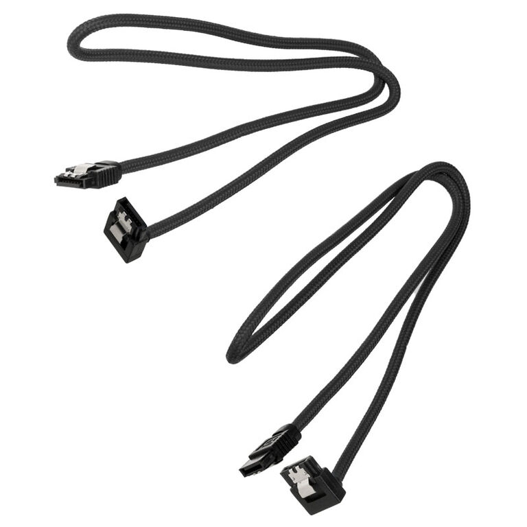 Corsair Premium Sleeved SATA cable angled, black 60cm - 2 pack image number 1