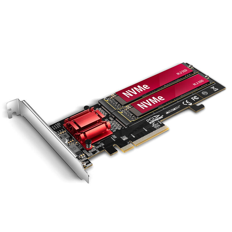 AXAGON PCEM2-ND PCIe adapter for two M.2 SSDs image number 1