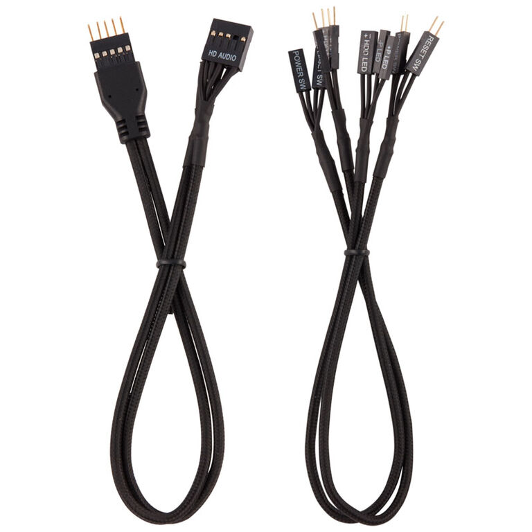 Corsair Premium Sleeved Front Panel Cable Extension Kit, black image number 1
