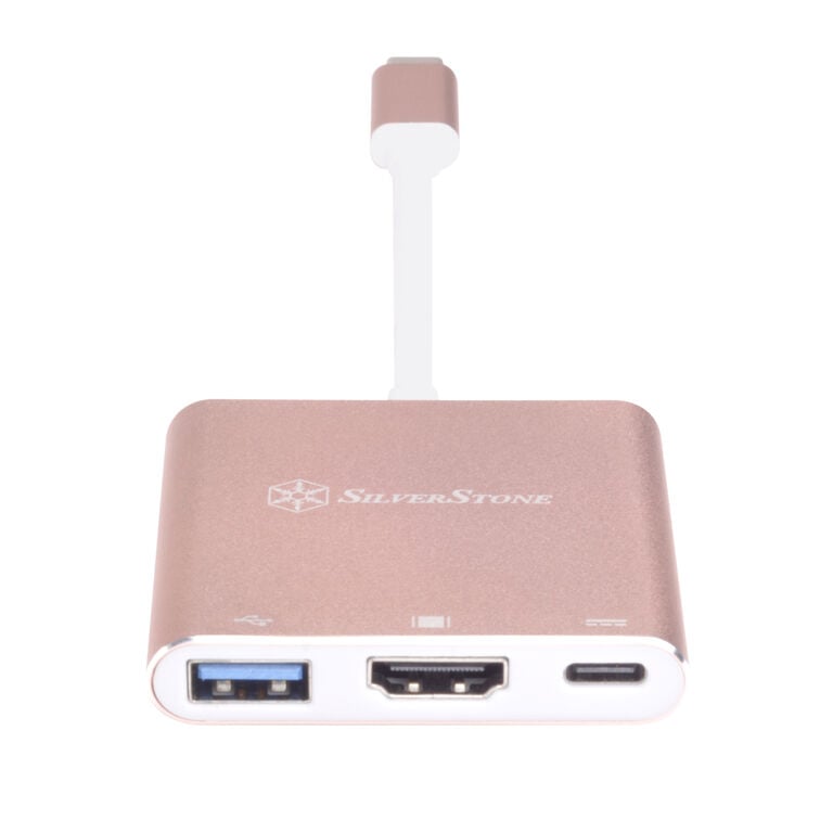 SilverStone SST-EP08P - USB 3.1 Type-C Adapter to HDMI/USB Type C/USB Type A - pink image number 1