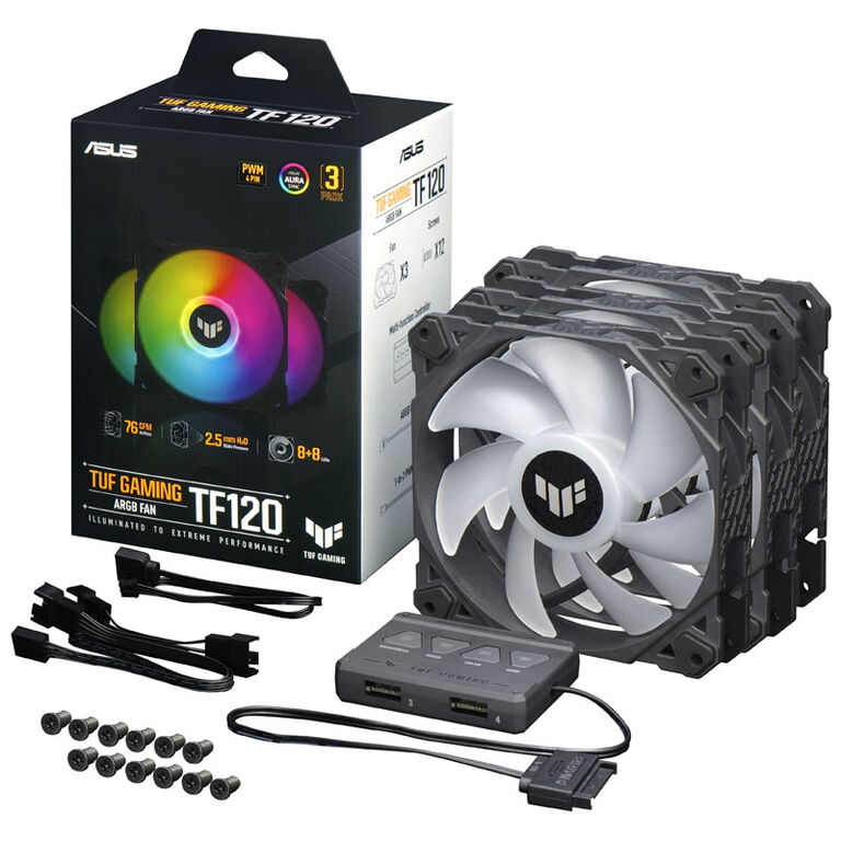 ASUS TUF Gaming TF120 ARGB Lüfter 3er Pack inkl. RGB-Controller - 120 mm, schwarz image number 9