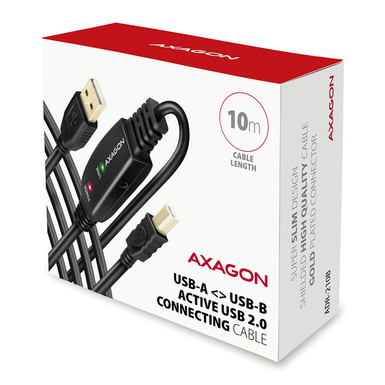 AXAGON ADR-210B active USB 2.0 connection cable, USB-A to USB-B - 10m image number 3