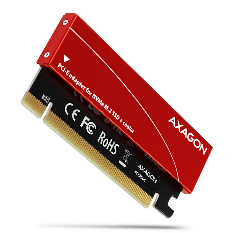 AXAGON PCEM2-S PCIe 3.0 x16 adapter, 1x M.2 NVMe SSD, up to 2280 - passive cooling image number 0