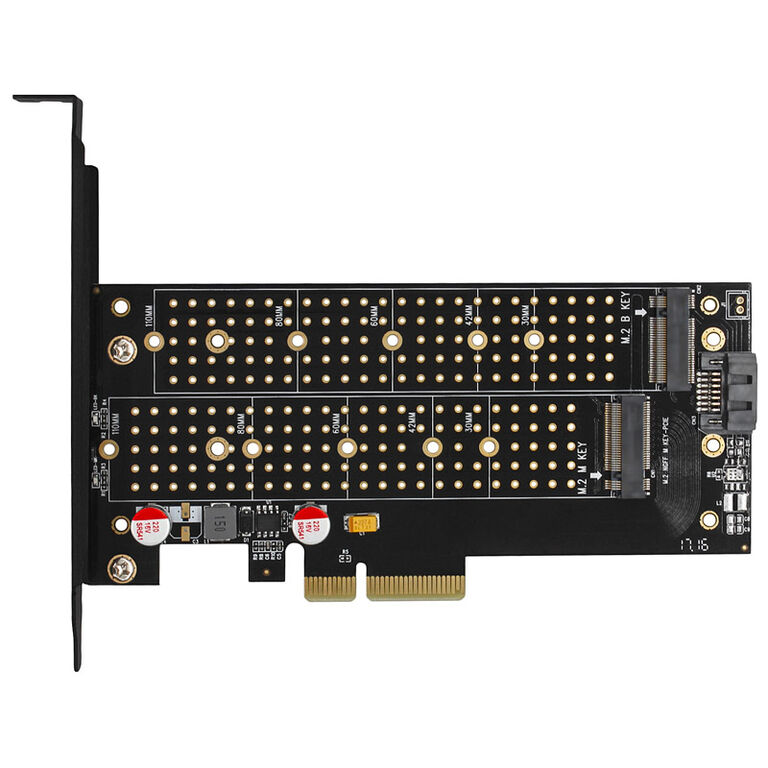 AXAGON PCEM2-DC PCIe 3.0 x4 adapter, 1x M.2 NVMe, 1x M.2 SATA, up to 22110 - active cooling image number 7