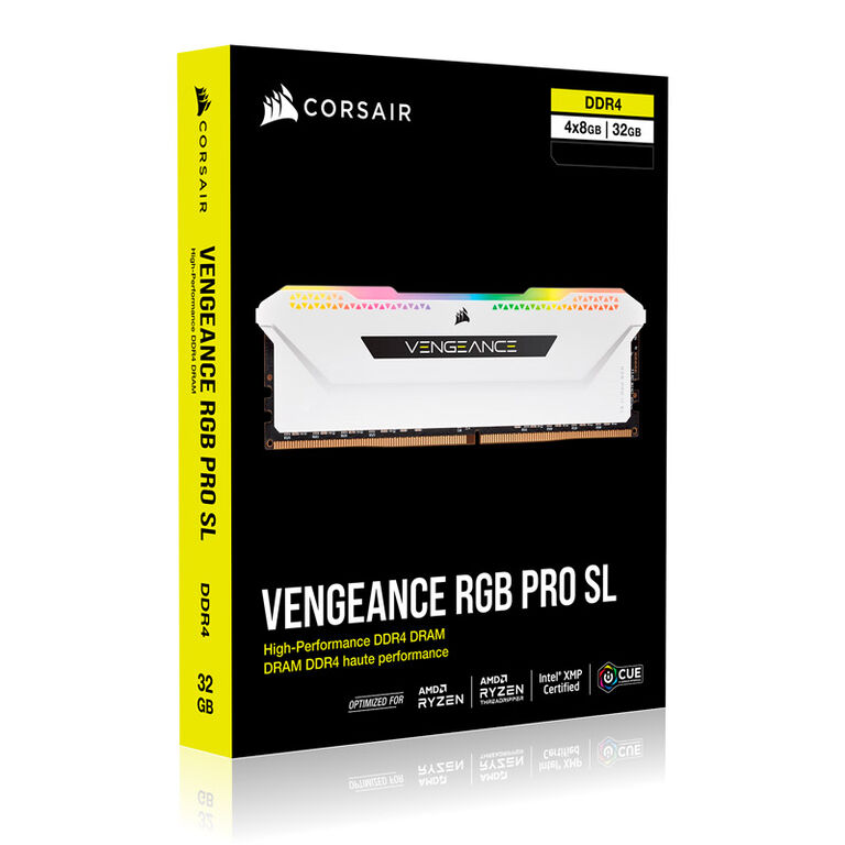 Corsair Vengeance RGB Pro SL DDR4-3200, CL16 - 32 GB Quad-Kit, white image number 7