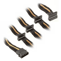 SilverStone 4-Pol-Molex zu 4x SATA Kabel, 300mm - schwarz/gold