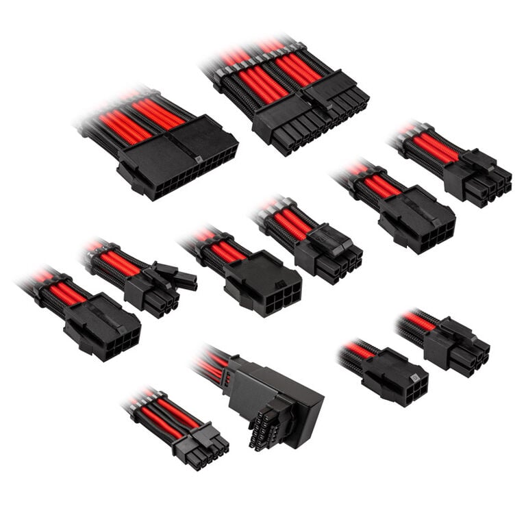 Kolink Core Pro Braided Cable Extension Kit 12V-2x6 Type 1 - Jet Black/Racing Red image number 0