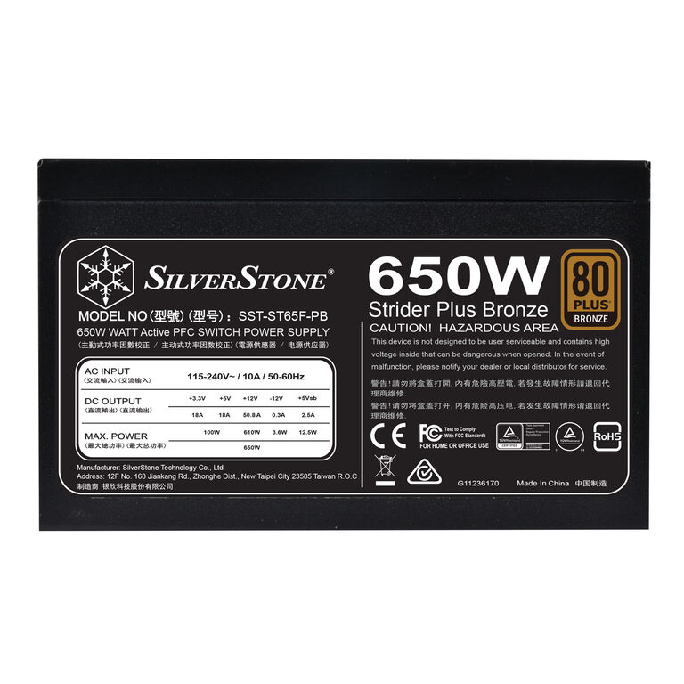 SilverStone SST-ST65F-PB Strider Plus Series 80 PLUS Bronze - 650 Watt image number 5