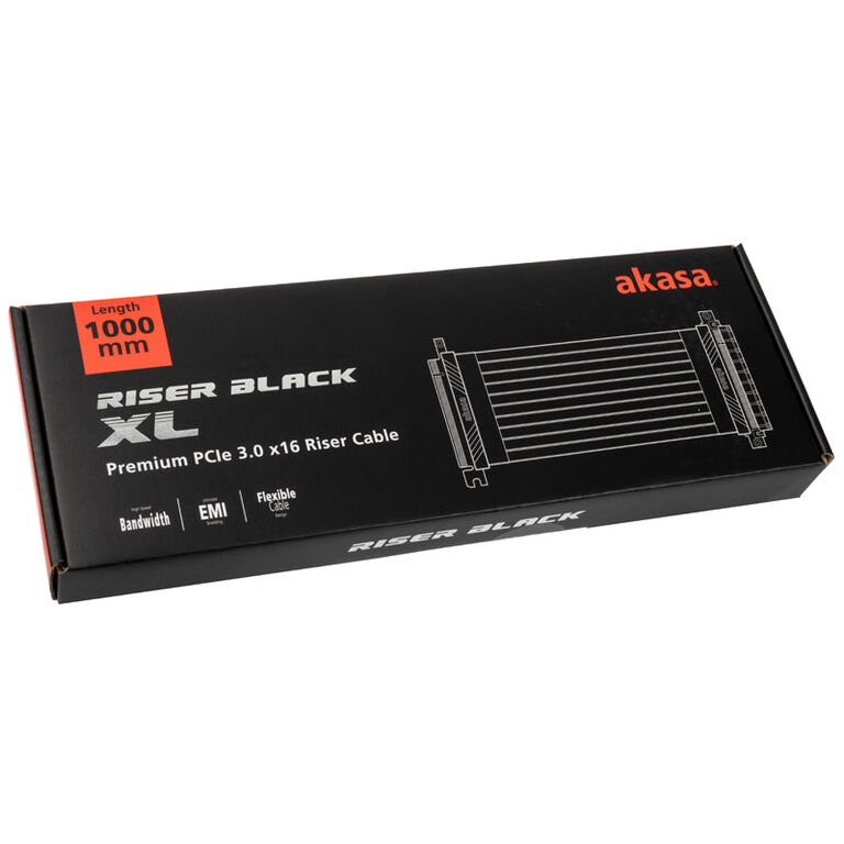 Akasa Riser Black XL, Premium PCIe 3.0 x 16 Riser Cable, 100cm - black image number 5